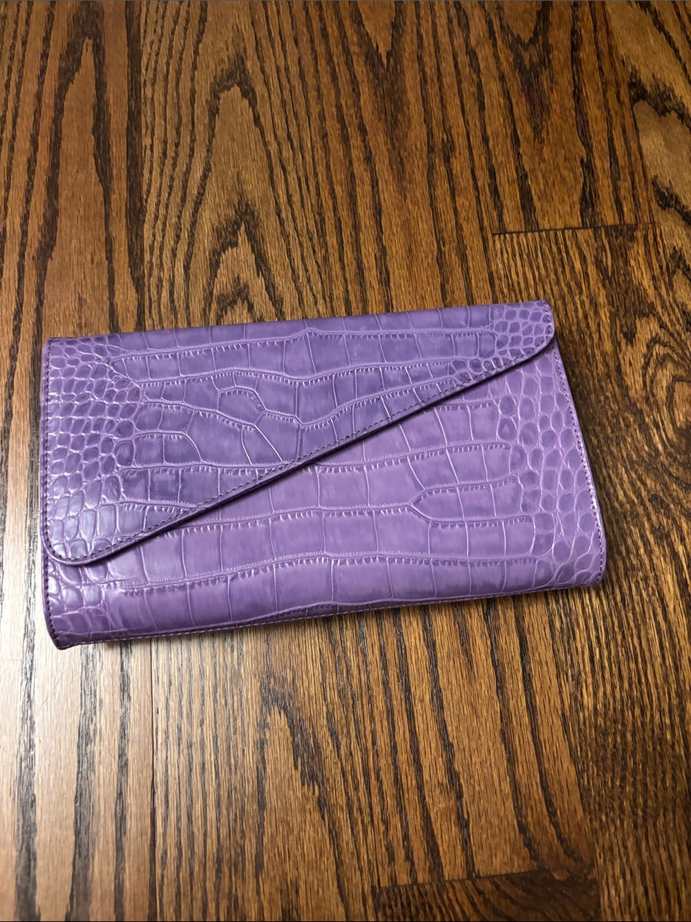 Danier Purple Faux-Croc Envelope Clutch